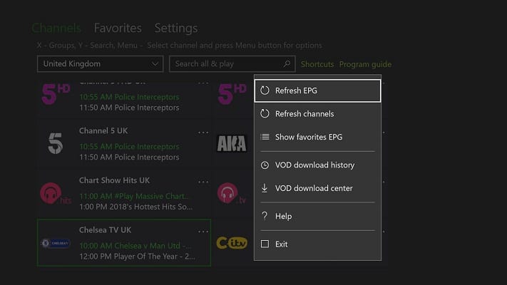 Watch IPTV on Xbox One using MyIPTV Player